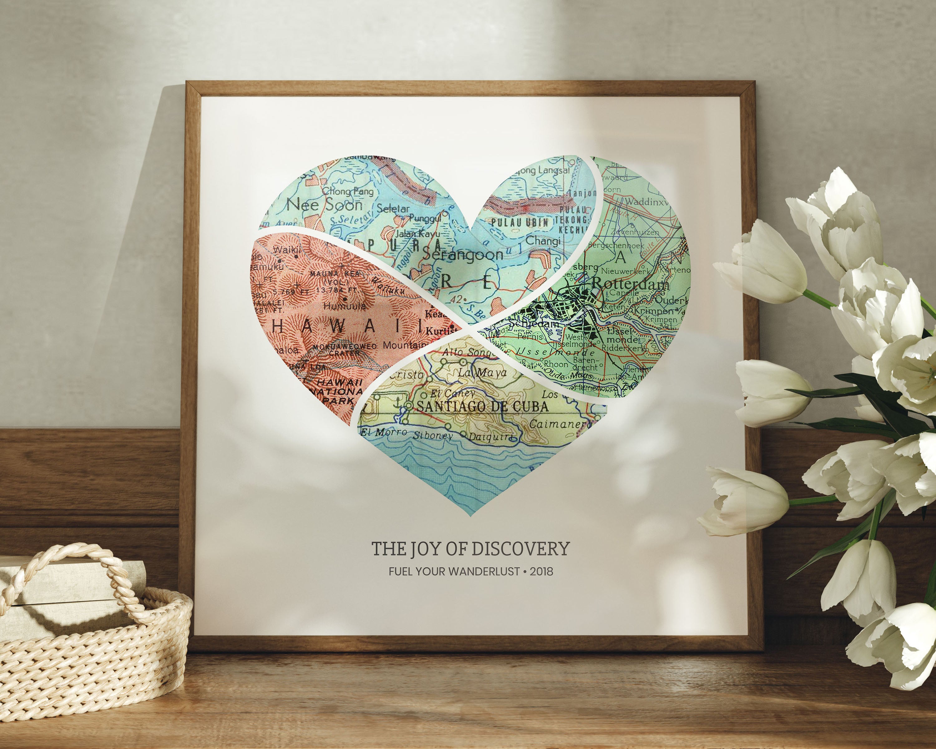  heart shaped design in wood frame