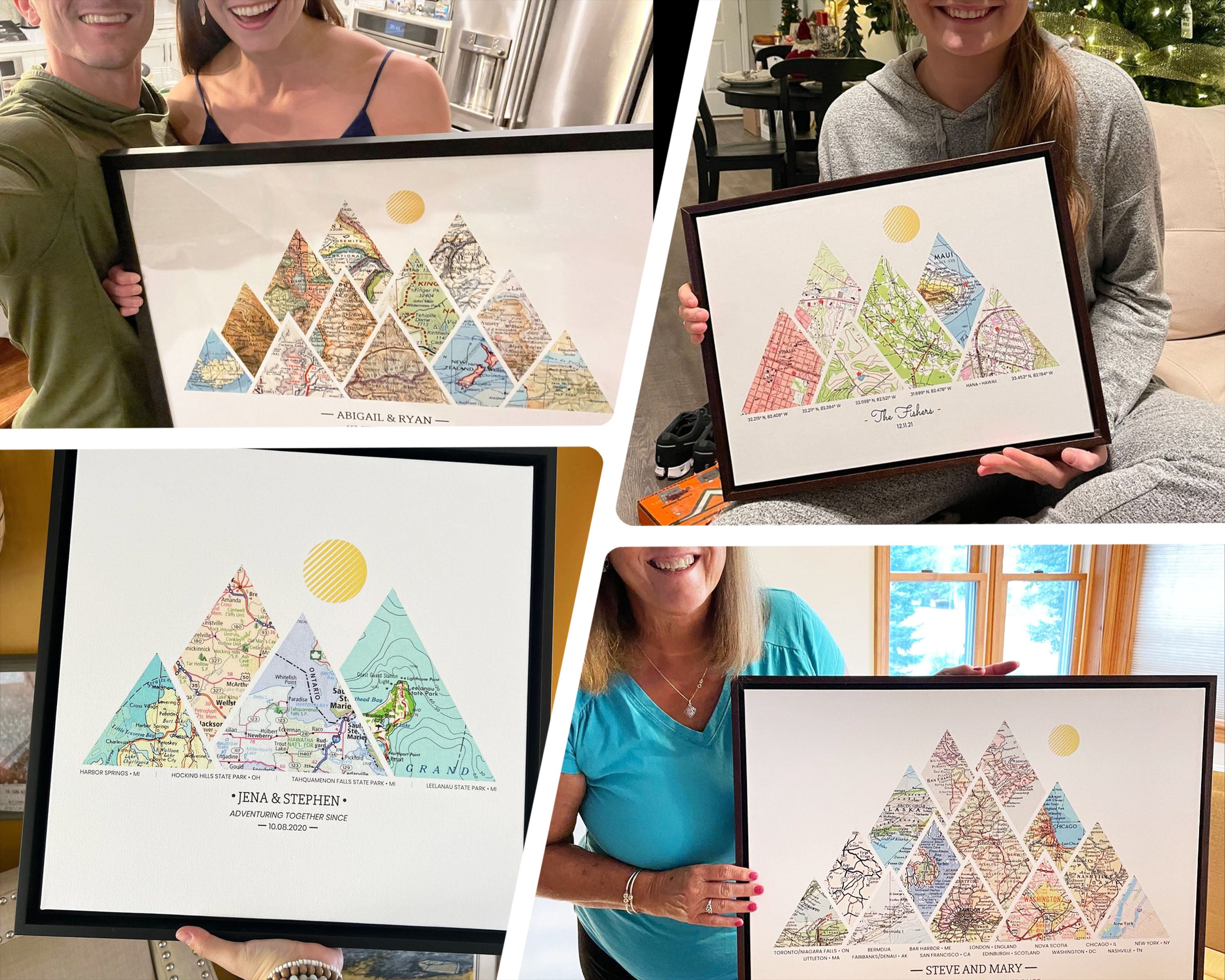 Collage of various people holding milestones maps examples