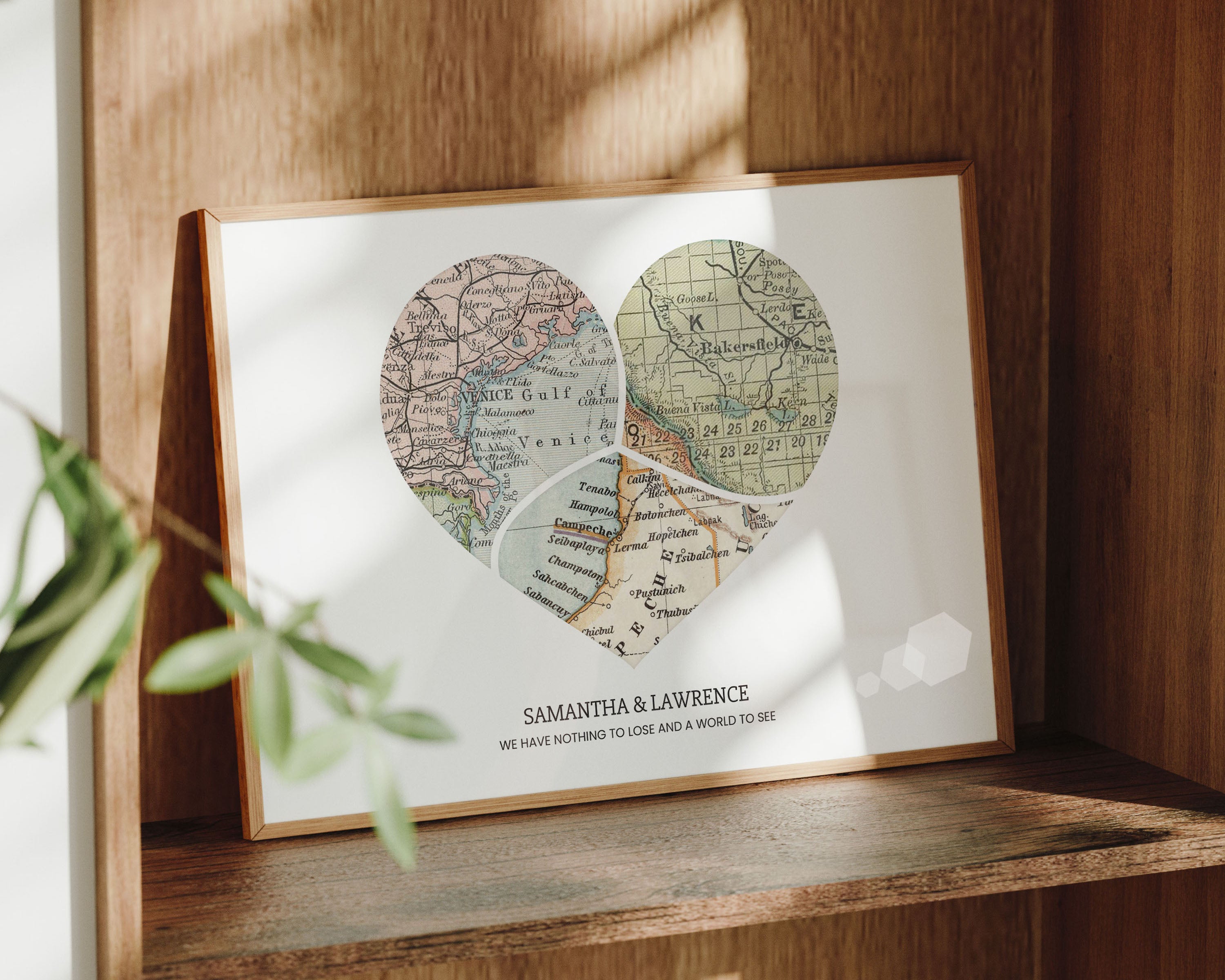  heart shaped design in wood frame