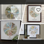 4 instance of Globe and stand relief design with inset maps.