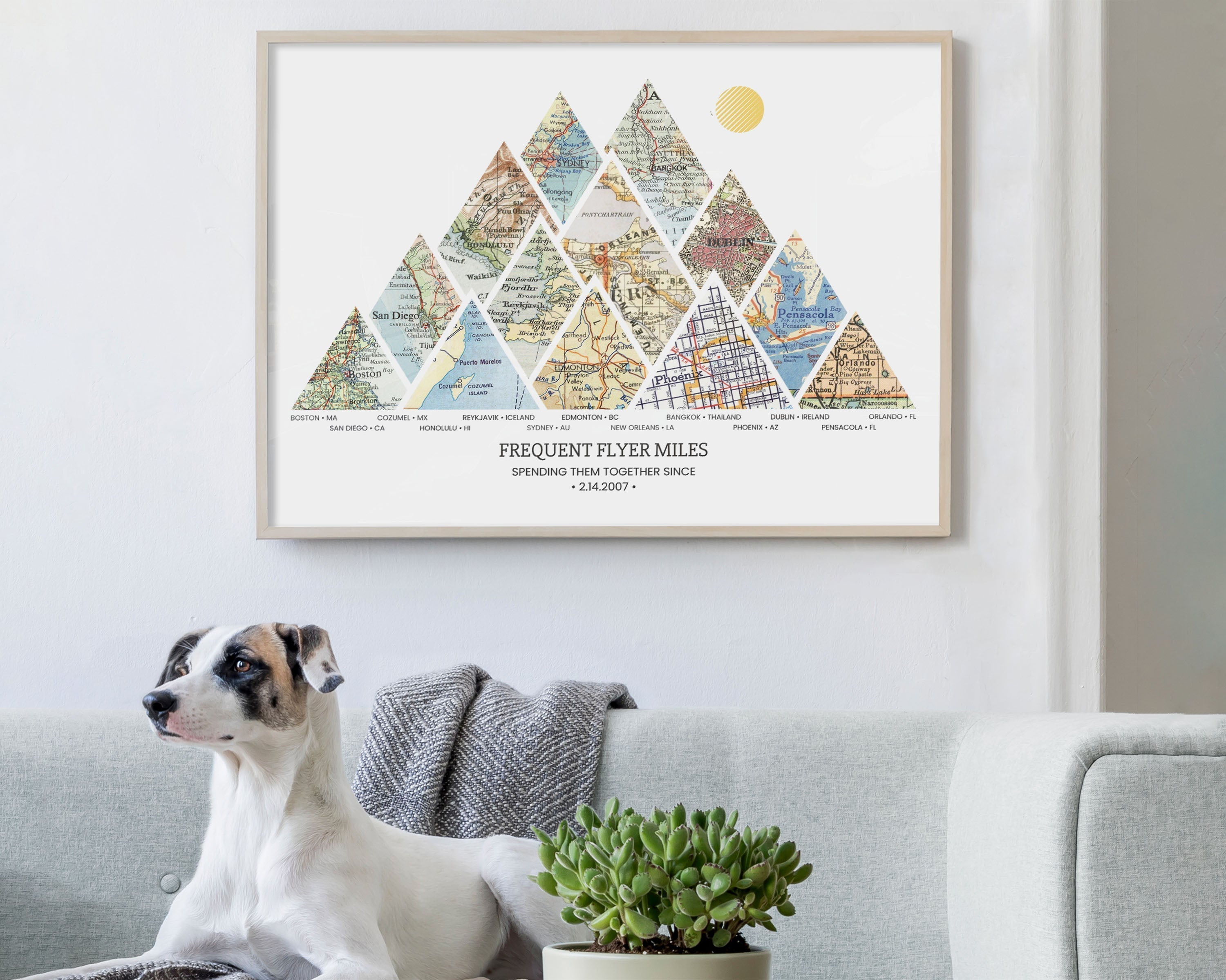 custom frame with thirteen map sections