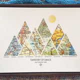 walnut framed canvas with eight map sections