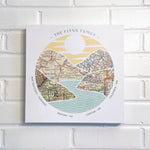 [Canvas Wrap|12x12|4 Maps] River scape relief with inset maps in hills.