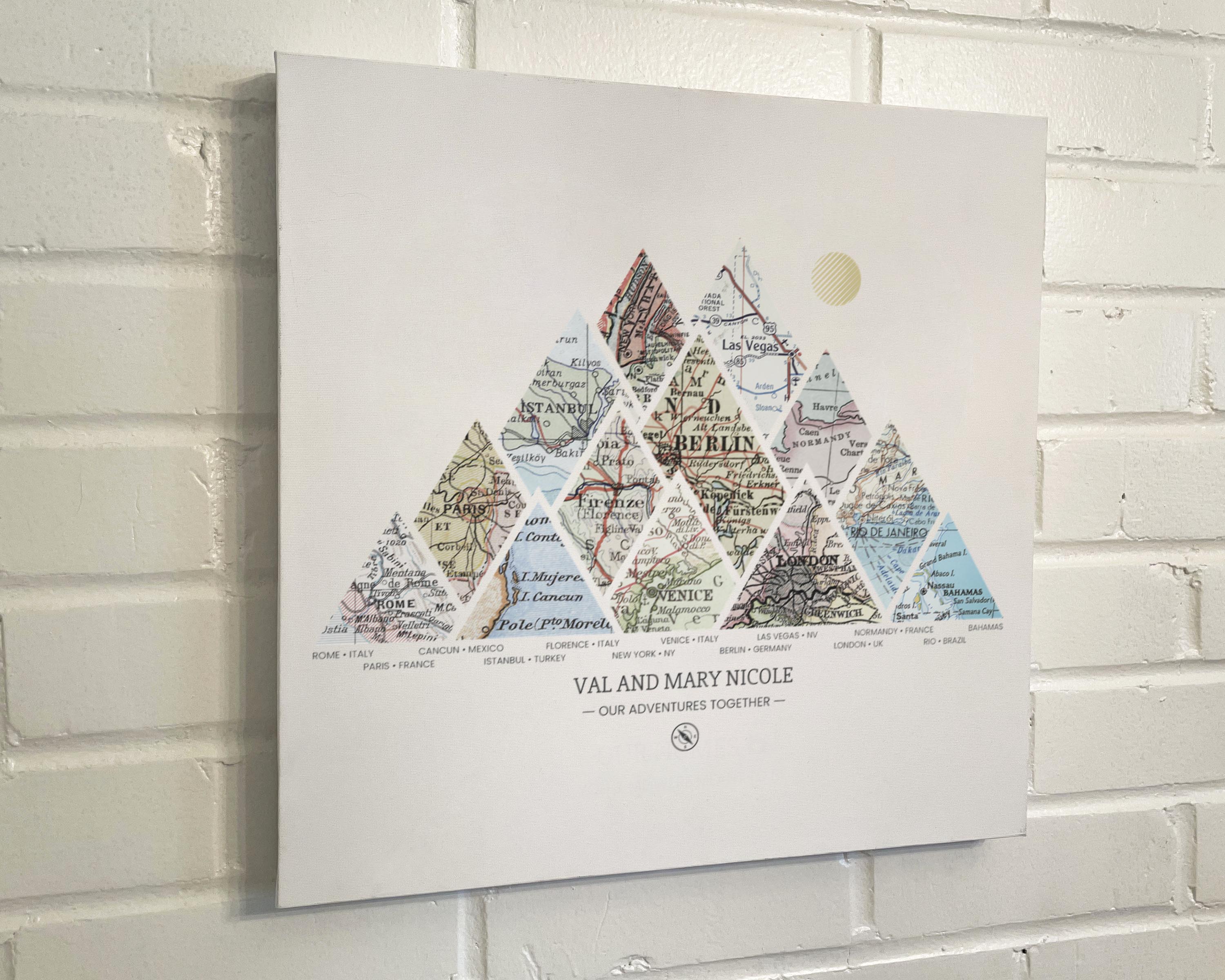 [Canvas Wrap|16x16|13 Maps] Mountain shaped relief with insert maps.