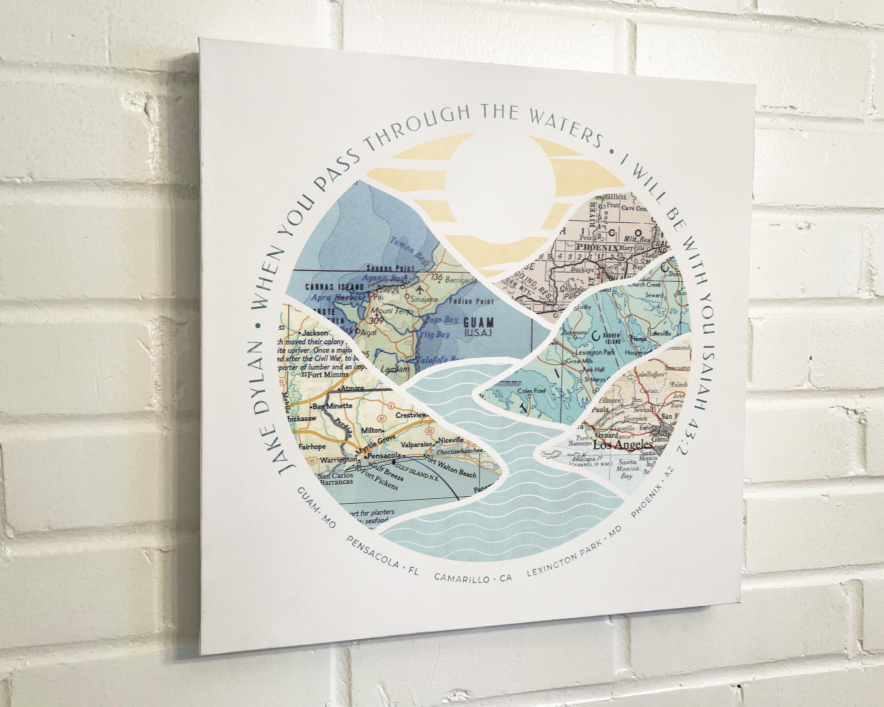 [Canvas Wrap|16x16|5 Maps] River scape relief with inset maps in hills.