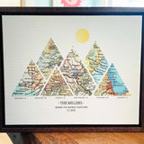 [Walnut Canvas|10x8|6 Maps] Mountain shaped relief with insert maps.