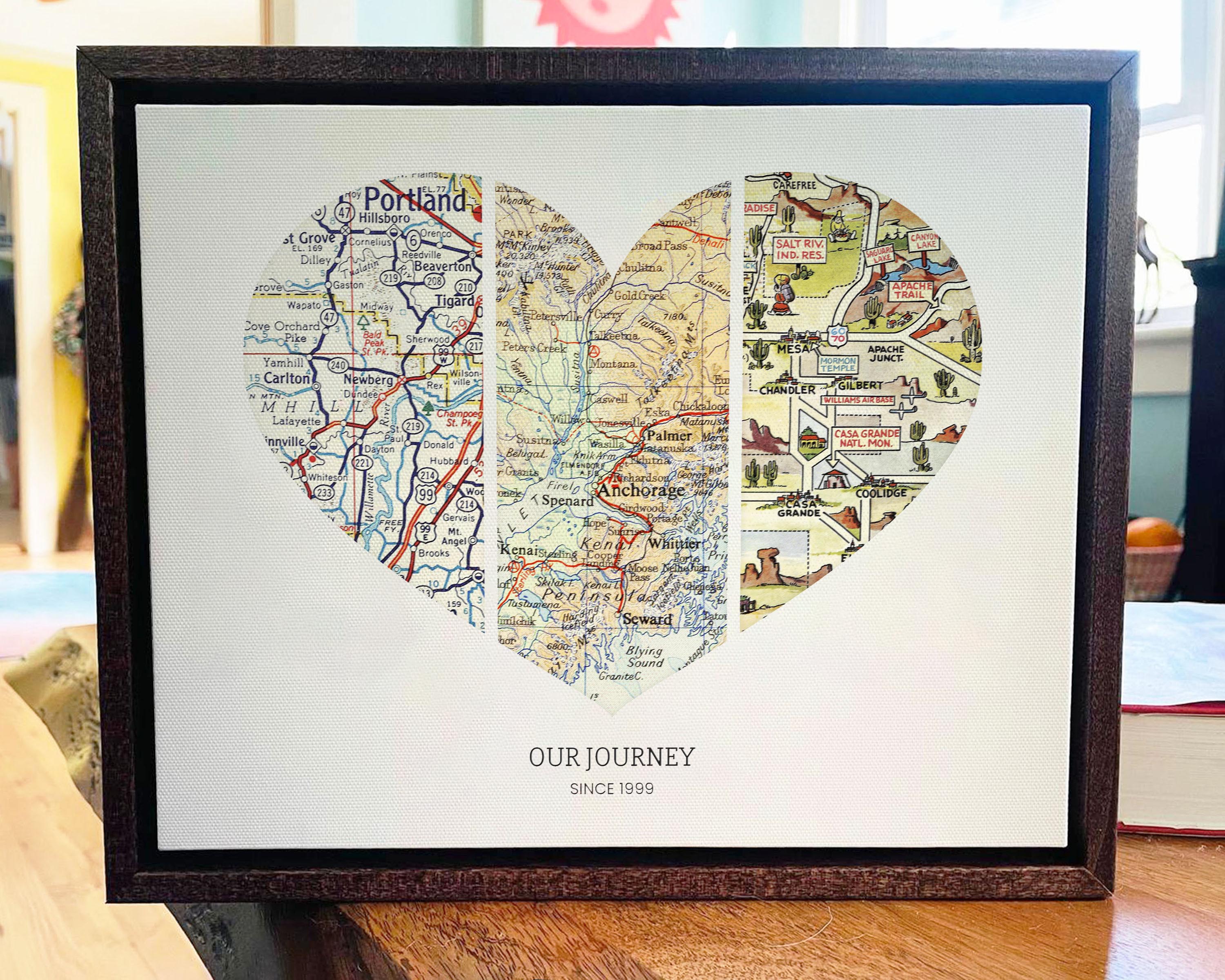 [Walnut Canvas|10x8|3 Maps|Vertical Style]