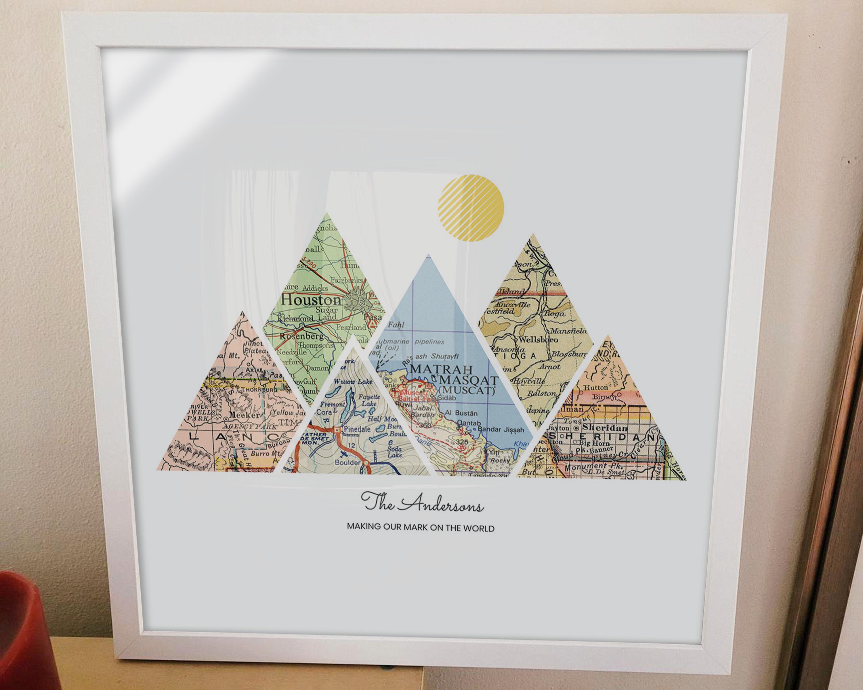 [White Frame|16x16|6 Maps] Mountain shaped relief with insert maps.