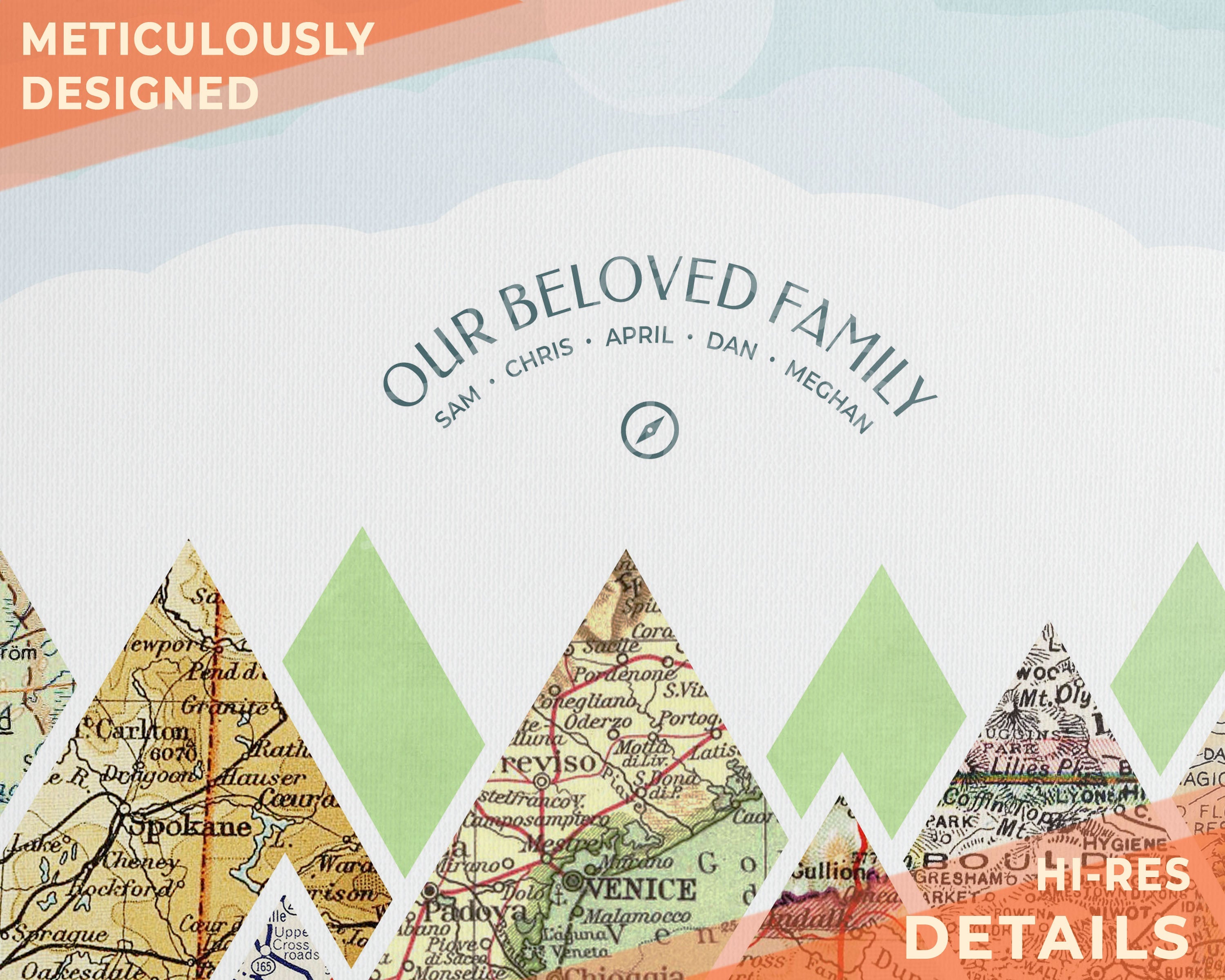 Closeup of map details.