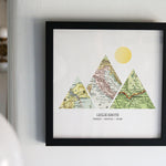 this is three map sections in black frame