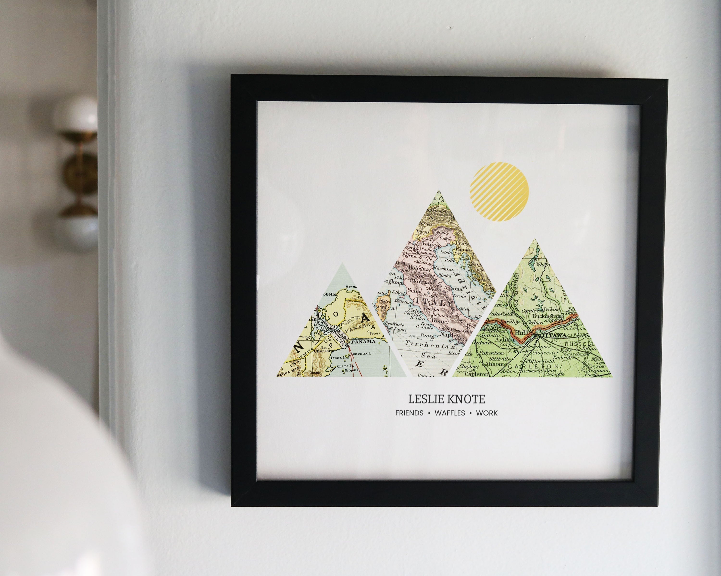 this is three map sections in black frame