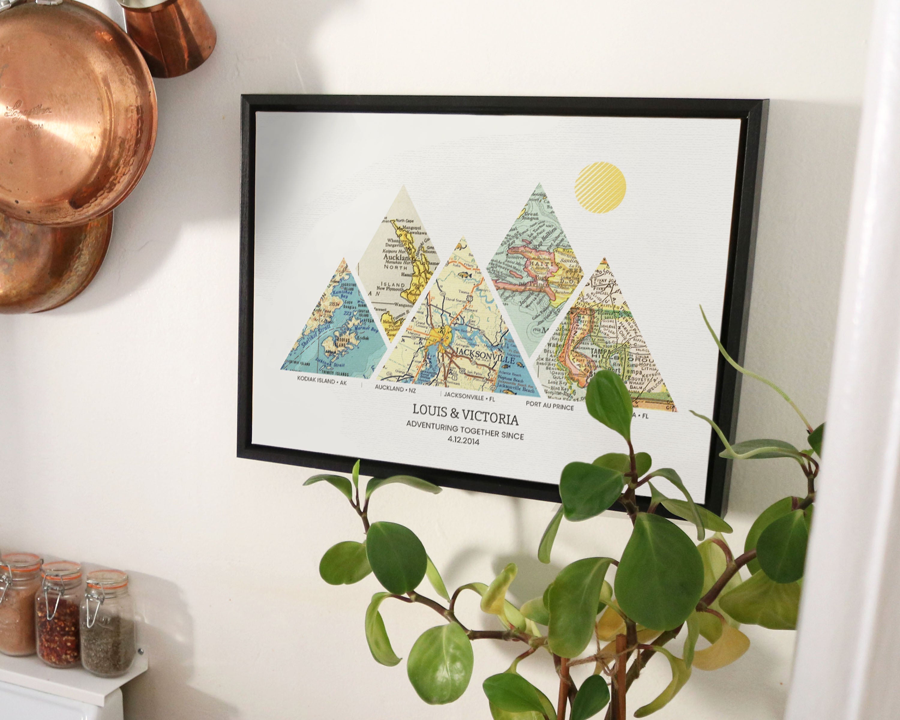 a five section personalized map