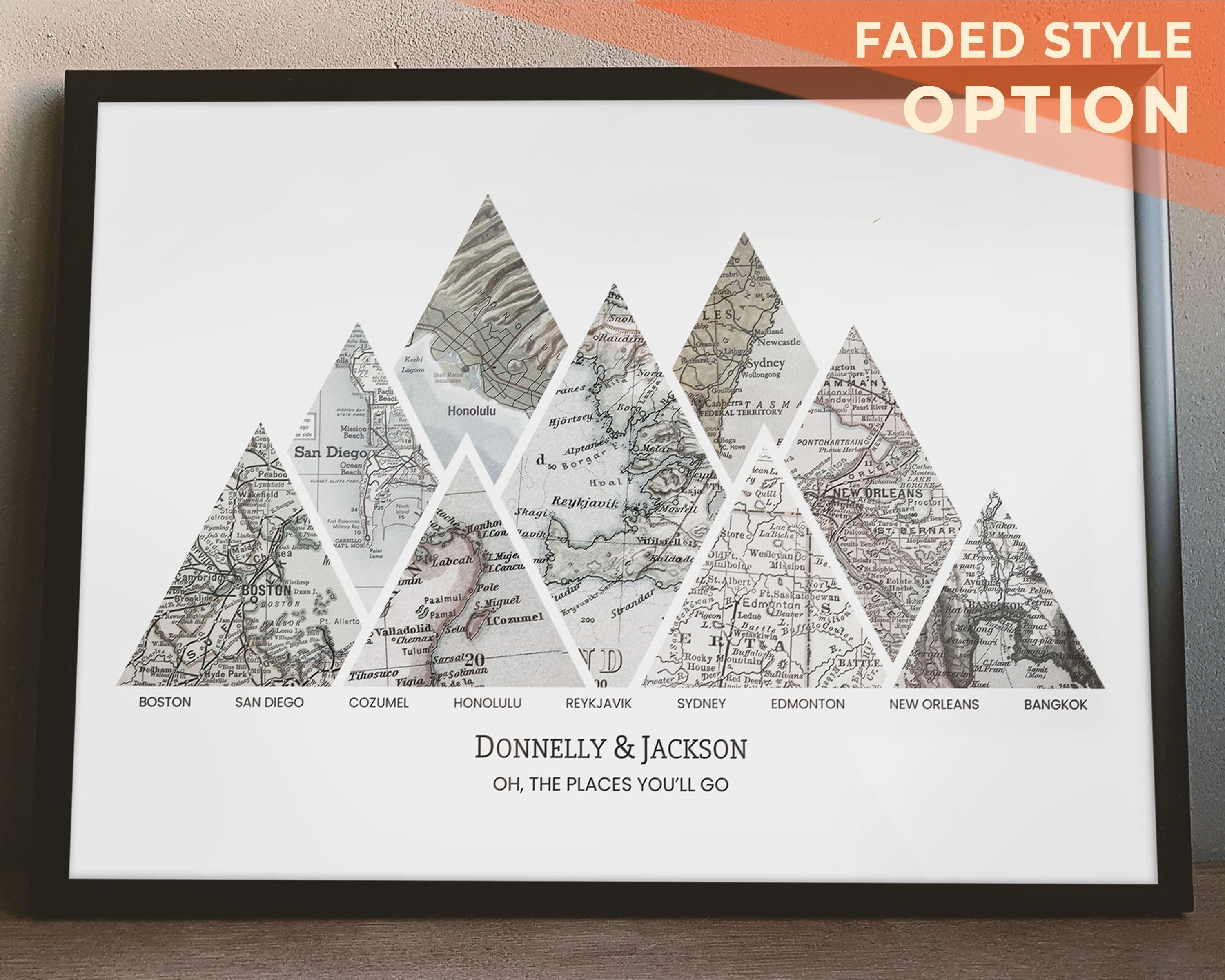black frame with nine map sections